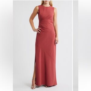 Amsale Taro Ruched Sleeveless Gown